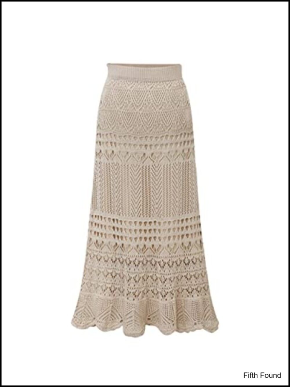 Crochet Knit Lace High Waist Flowy Maxi Skirt A-Line Mermaid Hem
